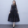 Floral chiffon dress for women 2024 Spring and Autumn New style, fashionable and stylish, stand-up collar, slimming and knee-length, trendy Specification image
